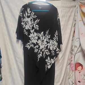 SLNY  Black White Siler  Asymmetrical Sleeveless Dress